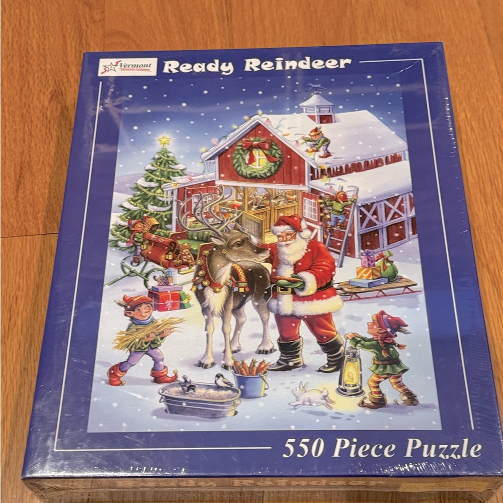 Vermont Christmas Company: Puzzle  Ready Reindeer: sealed 550 pieces.